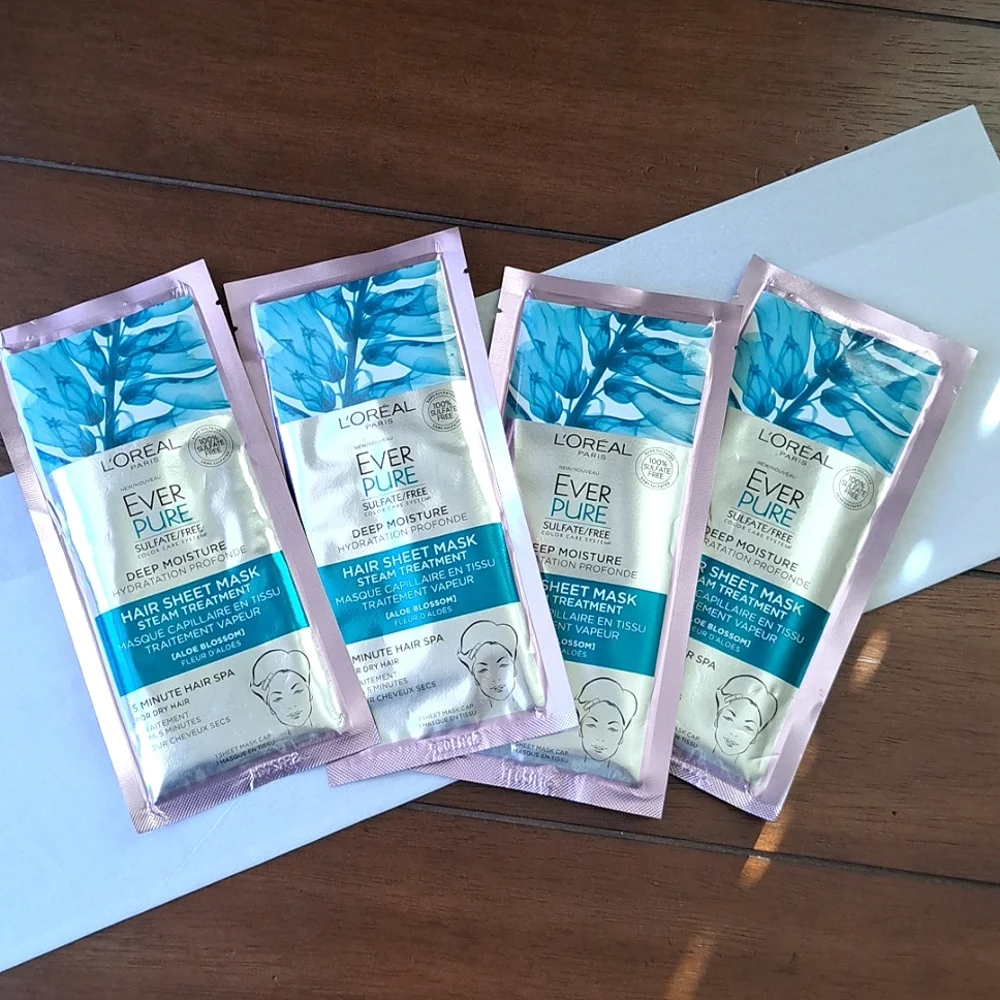 4 L’Oreal Paris Ever Pure Hair Sheet Mask Steam Treatment for Dry Hair/Hair Spa